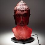 Ancient Wisdom Molton Lava Buddha Bust Lamp – Oval Stand - Image 3