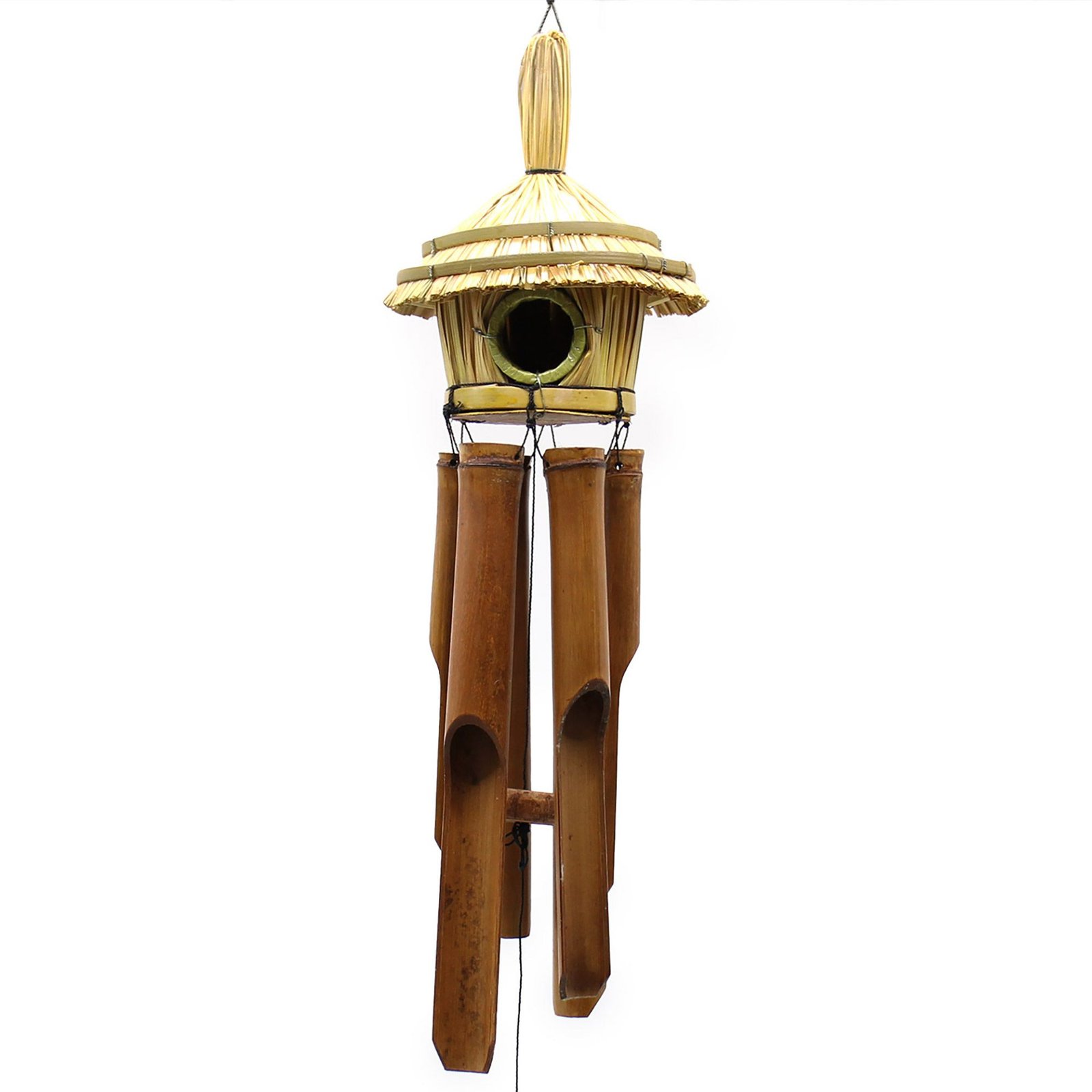 bG9jYWw6Ly9tZWRpYS9ISi9BQy82MFIzMEMxRzZSUjNBQ0hKLzc2YjljOWJmLmpwZWc.jpg Ancient Wisdom Round Seagrass Bird Box with Chimes 45x17cm - Image 1