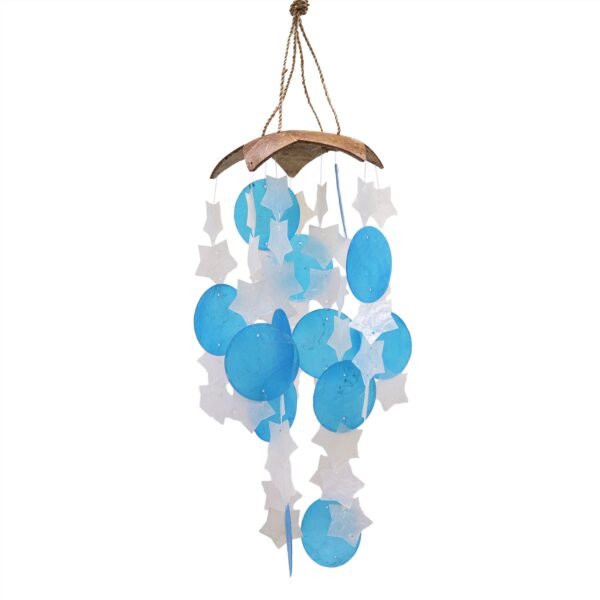 Ancient Wisdom Coconut & Capiz Blue & White Stars Wind Chime