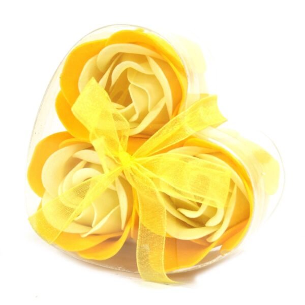 Ancient Wisdom Set of 3 Soap Flower Yellow Spring Roses Heart Box