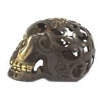 Ancient Wisdom Medium Vintage Feng Shui Brass Skull Ornament - Image 2