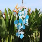 Ancient Wisdom Coconut & Capiz Blue & White Stars Wind Chime - Image 2