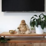 Ancient Wisdom Handcrafted Whitewash Wooden Happy Buddha Statue - 40cm - Image 4