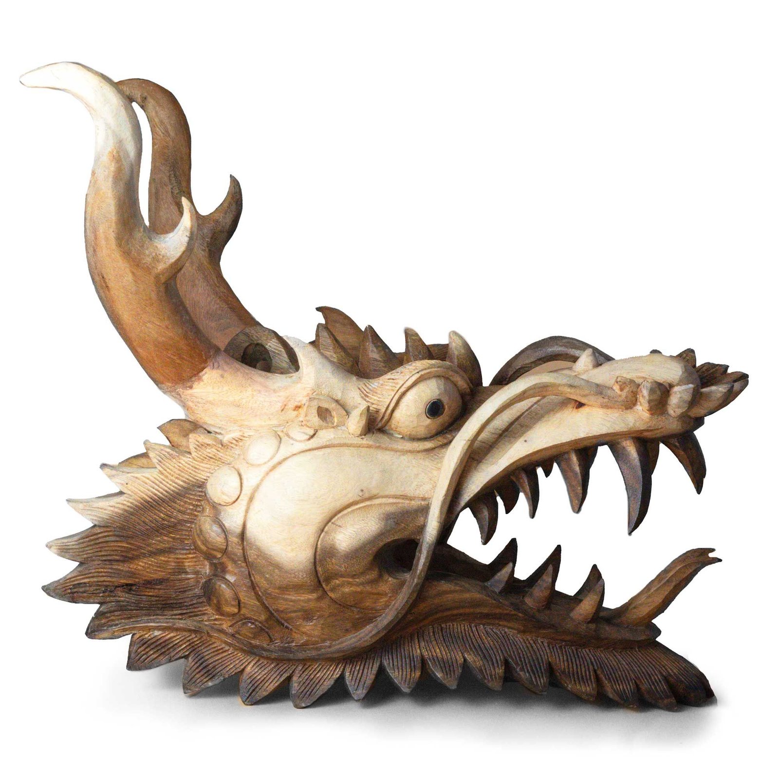 bG9jYWw6Ly9tZWRpYS9ISy9FQy82MFIzMEMxRzZXU0tFQ0hLL2RmMWM5NTk4LmpwZWc.jpg Ancient Wisdom Life Sized 30cm Wooden Dragon Head Carving - Image 1