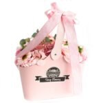 Ancient Wisdom Pink Soap Flowers Bouquet Petite Basket