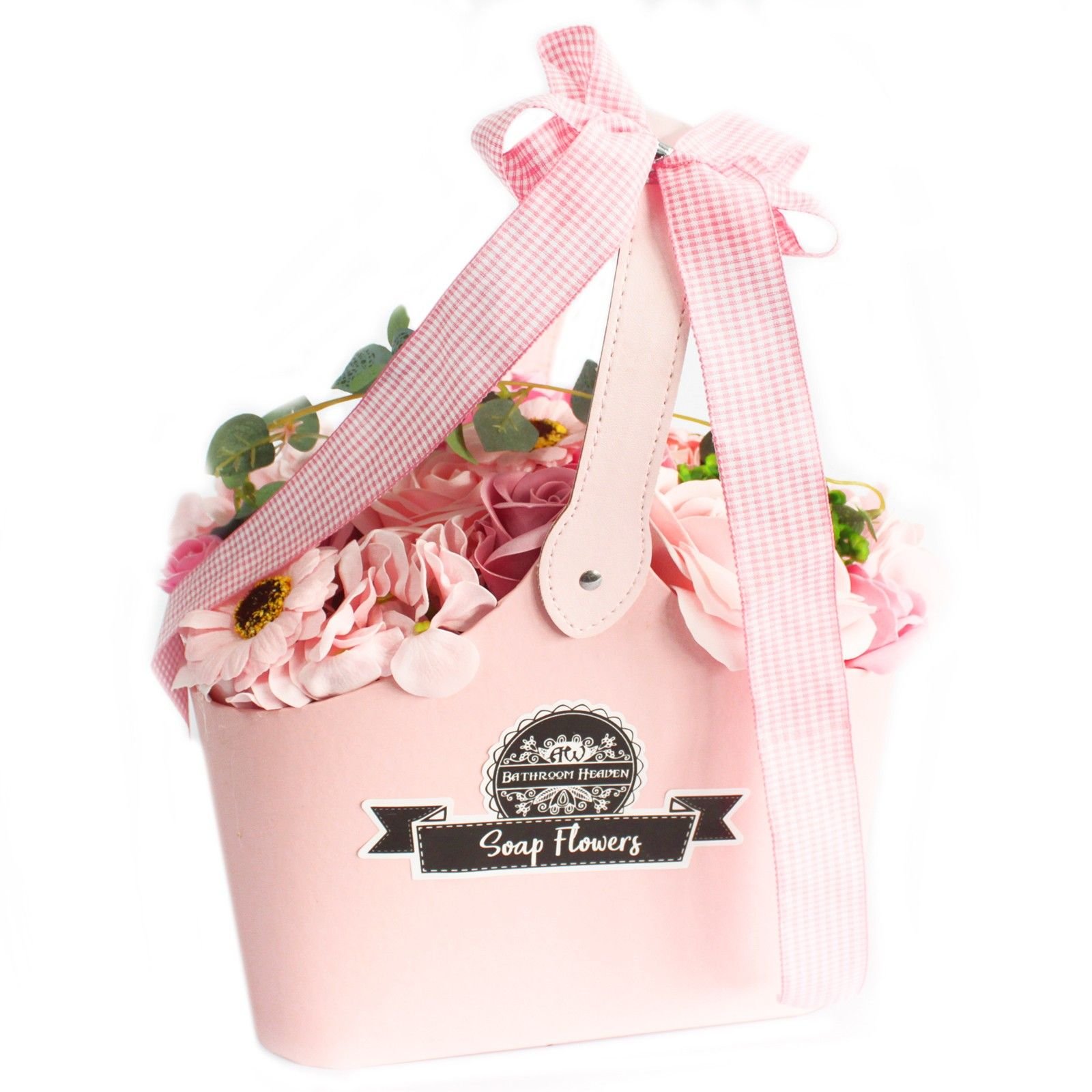 bG9jYWw6Ly9tZWRpYS9ISy9FRC82MFIzMEMxRzZHV0tFREhLL2QxY2YwNTMxLmpwZWc.jpg Ancient Wisdom Pink Soap Flowers Bouquet Petite Basket - Image 1