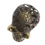 Ancient Wisdom Medium Vintage Feng Shui Brass Skull Ornament - Image 3
