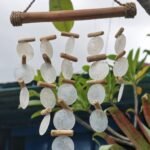 Ancient Wisdom Pearl Effect Capiz Glass Driftwood Wind Chime - Image 2