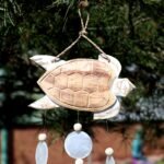 Ancient Wisdom Whitewash Turtle Carving & Natural Copis Drop Wind Chime - Image 2