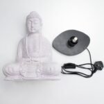 Ancient Wisdom Lavender Crackle Meditation Buddha Lamp – Oval Stand - Image 6