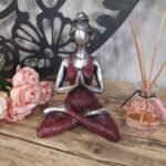 Ancient Wisdom Elegant Silver & Bordeaux 24cm Yoga Lady Figurine - Image 2