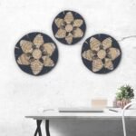 Ancient Wisdom Set of 3 Black Boho Seagrass Wall Bowls - Image 2