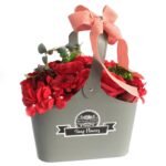 Ancient Wisdom Red Soap Flowers Bouquet Petite Basket