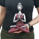 Ancient Wisdom Elegant Silver & Bordeaux 24cm Yoga Lady Figurine - Image 3