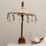 Ancient Wisdom Gold 40cm Bali Home Decor Canvas Parasol - Image 2