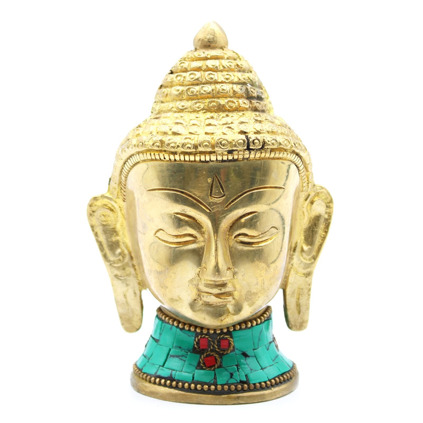 bG9jYWw6Ly9tZWRpYS9IUC8yRC82MFIzMEMxRzZSUksyREhQL2YyODU5ODAwLmpwZWc.jpg Ancient Wisdom Large 11.5cm Brass Head Buddha Figure - Image 1