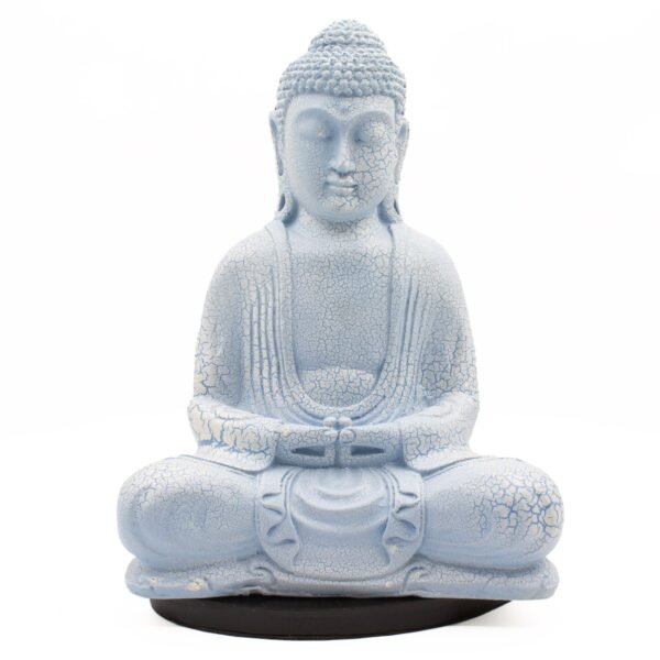 Ancient Wisdom Sky Blue Meditation Buddha Lamp - Oval Stand