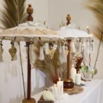 Ancient Wisdom Gold 40cm Bali Home Decor Canvas Parasol - Image 3