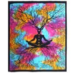 Ancient Wisdom Double Cotton Bedspread + Wall Hanging – Yoga Tree