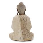 Ancient Wisdom 40cm Whitewash Sitting Suar Wood Welcome Buddha Statue - Image 2