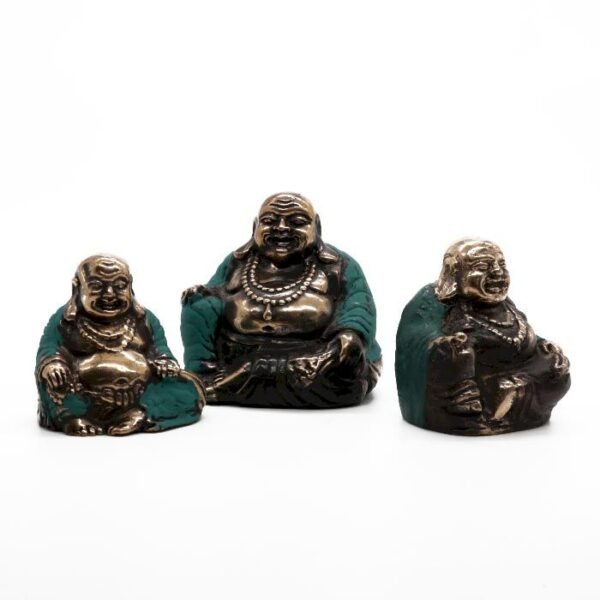 Ancient Wisdom Set of 3 Brass Happy Buddha's (Assorted Sizes)