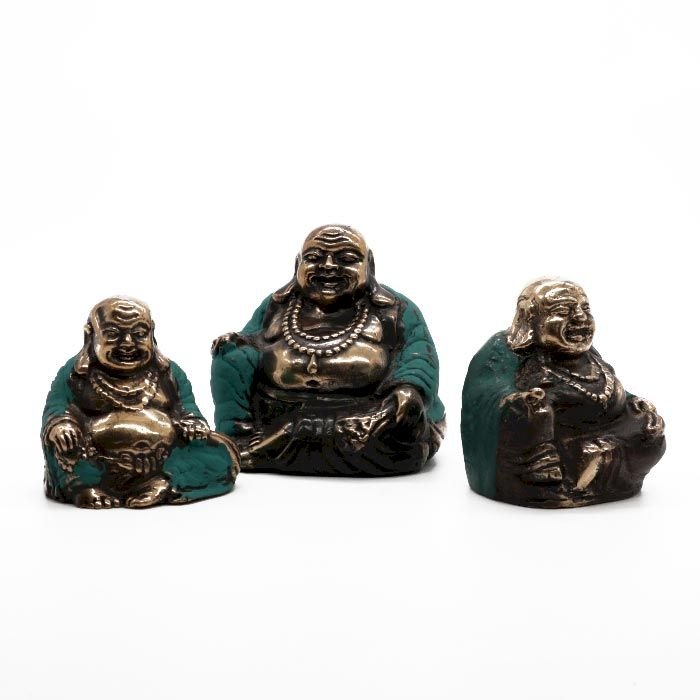 bG9jYWw6Ly9tZWRpYS9IUi82RC82MFIzMEMxRzZSUks2REhSLzMyZmNjY2QxLmpwZWc.jpg Ancient Wisdom Set of 3 Brass Happy Buddha's (Assorted Sizes) - Image 1