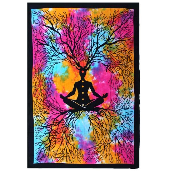 Ancient Wisdom Single Cotton Bedspread + Wall Hanging – Yoga Tree