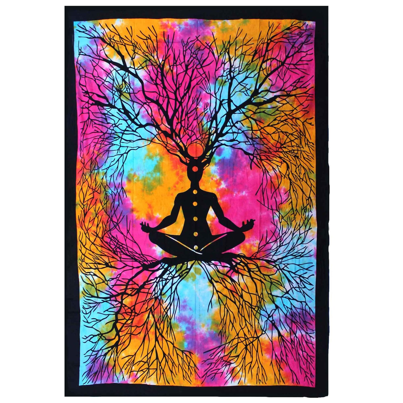 bG9jYWw6Ly9tZWRpYS9IUi8wQy82MFIzMEMxRzZXUjMwQ0hSLzk2YTE3M2ZhLmpwZWc.jpg Ancient Wisdom Single Cotton Bedspread + Wall Hanging – Yoga Tree - Image 1