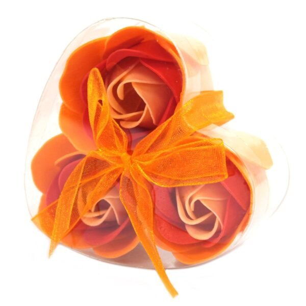 Ancient Wisdom Set of 3 Soap Flower Peach Roses Heart Box