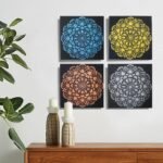 Ancient Wisdom Set of 4 Mandala Brocade Detail Canvas Wall Art – 30x30cm - Image 2