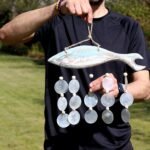 Ancient Wisdom Bluewash Fish Carving & Natural Copis Drop Wind Chime - Image 5