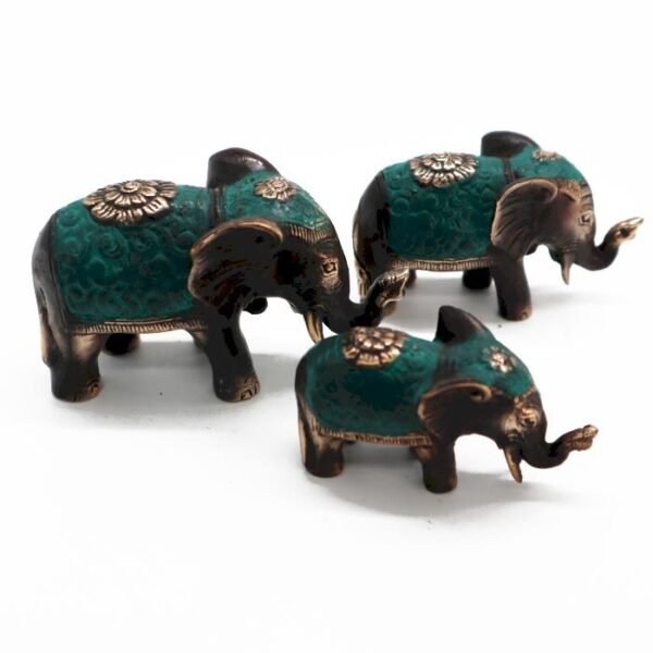 Ancient Wisdom Set of 3 Brass Lucky Elephants (Assorted Sizes)