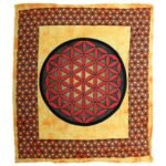 Ancient Wisdom Orange Double Cotton Bedspread + Wall Hanging – Flower of Life
