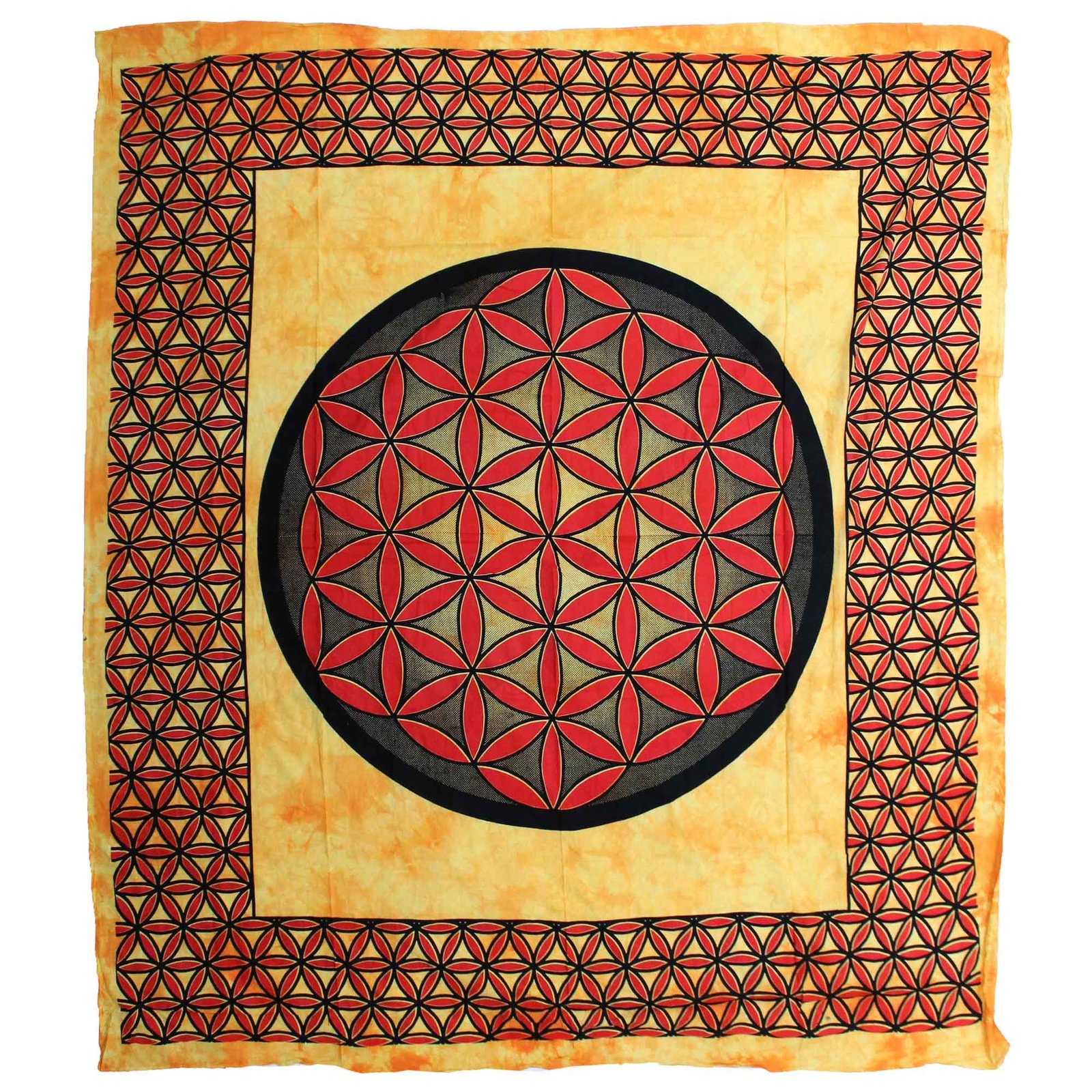 bG9jYWw6Ly9tZWRpYS9IUy8wQy82MFIzMEMxRzZXUjMwQ0hTL2JjYTdjMGM1LmpwZWc.jpg Ancient Wisdom Orange Double Cotton Bedspread + Wall Hanging – Flower of Life - Image 1