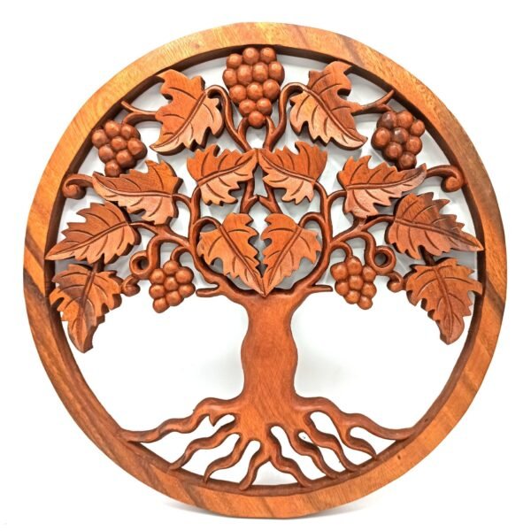 Ancient Wisdom 40cm Tree of Life Grapes Decorative Wooden Panel