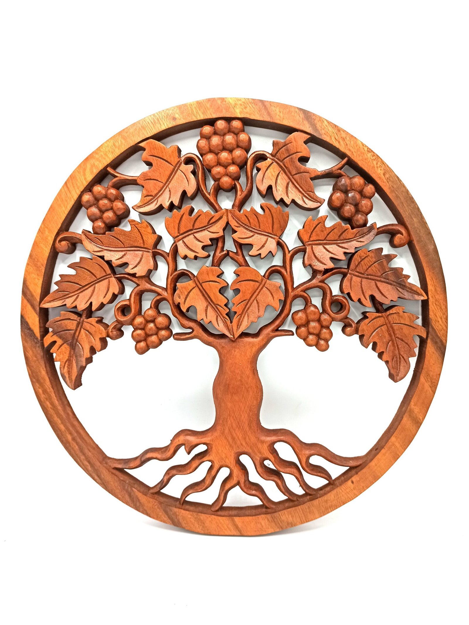 bG9jYWw6Ly9tZWRpYS9IUy8yRC82MFIzMEMxRzZSVDMyREhTLzQzNzUxODFkLmpwZWc.jpg Ancient Wisdom 40cm Tree of Life Grapes Decorative Wooden Panel - Image 1