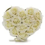 Ancient Wisdom Soap Flower 13 Cream Roses Heart Shaped Bouquet
