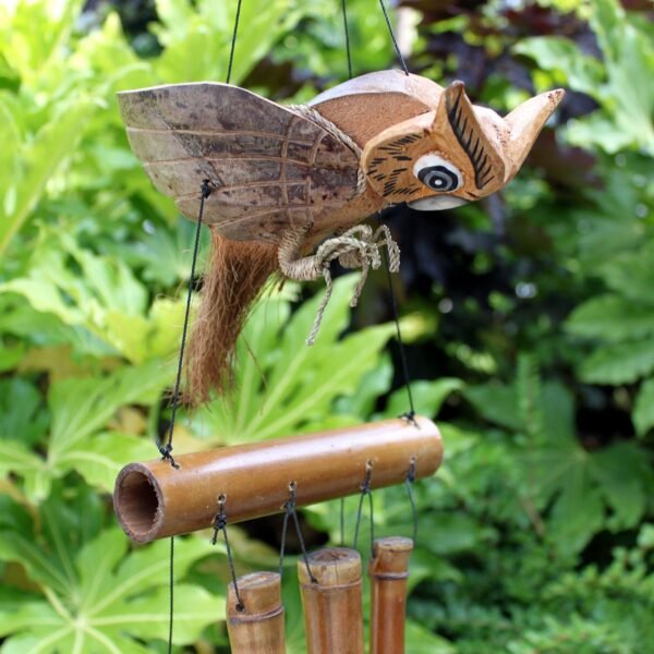 Ancient Wisdom Handcrafted Coconut Owl Wind Chime