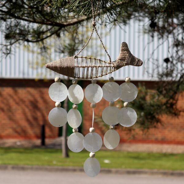 Ancient Wisdom String Fish & Natural Copis Drop Wind Chime