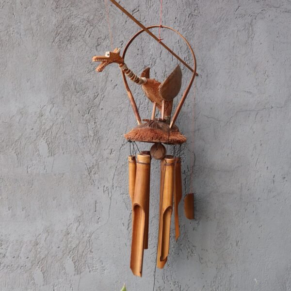 Ancient Wisdom Natural Finish Coconut Dragon Bamboo Wind Chime