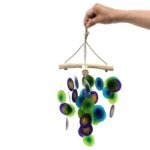 Ancient Wisdom Green & Purple Capiz Glass Driftwood Wind Chime - Image 5