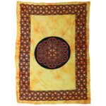 Ancient Wisdom Orange Single Cotton Bedspread + Wall Hanging – Flower of Life