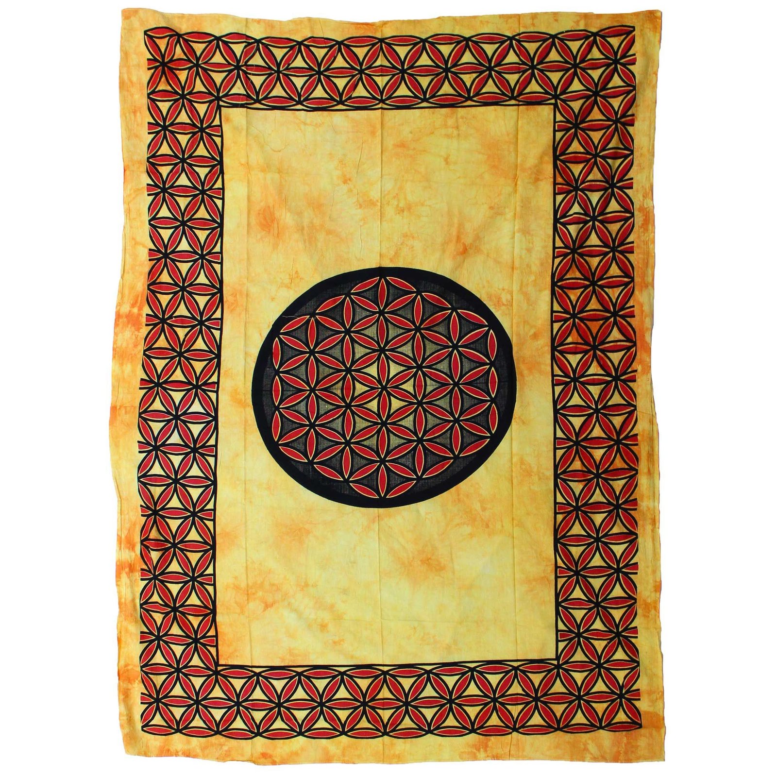 bG9jYWw6Ly9tZWRpYS9TRy8wQy82MFIzMEMxRzZXUjMwQ1NHL2RjNmNjZTc2LmpwZWc.jpg Ancient Wisdom Orange Single Cotton Bedspread + Wall Hanging – Flower of Life - Image 1