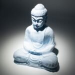 Ancient Wisdom Sky Blue Meditation Buddha Lamp - Oval Stand - Image 4
