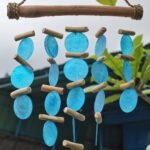 Ancient Wisdom Blue Capiz Glass Driftwood Wind Chime - Image 2