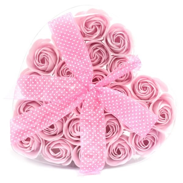 Ancient Wisdom Soap Flower 24 Pink Roses Heart Shaped Bouquet