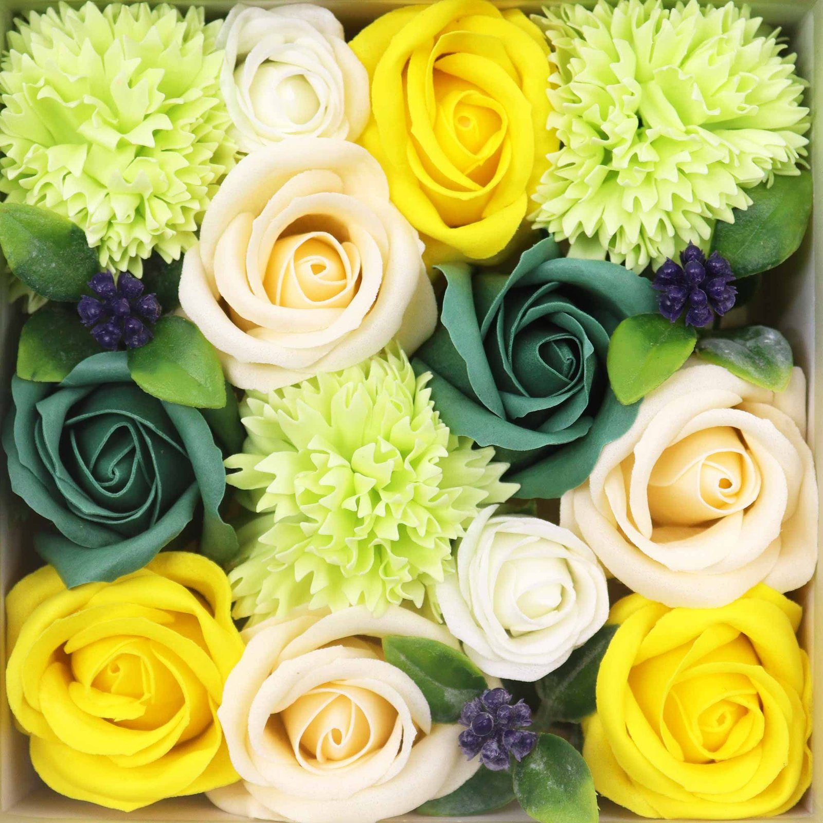 bG9jYWw6Ly9tZWRpYS9TSi80Qy82MFIzMEMxRzZXUjM0Q1NKLzRhNzM3ZThlLmpwZWc.jpg Ancient Wisdom Soap Yellow & Greens Spring Celibrations Square Box - Image 1