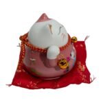 Ancient Wisdom Ceramic Money Cat Moving Hand - Pink On Cushion - Image 3