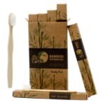Ancient Wisdom Family Pack of 4 Bamboo Toothbrushes - White Medium Soft