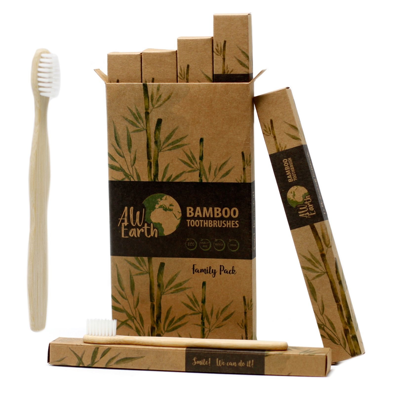 bG9jYWw6Ly9tZWRpYS9TSi9FRC82MFIzMEMxRzZNVktFRFNKL2RiNDlmOWU4LmpwZWc.jpg Ancient Wisdom Family Pack of 4 Bamboo Toothbrushes - White Medium Soft - Image 1